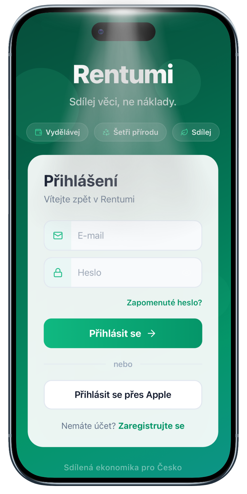Rentumi — přihlášení